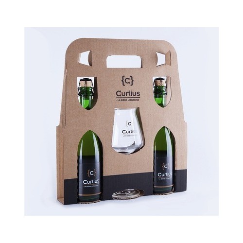 Coffret 2 Curtius blonde 37.5 cl + 1 verre