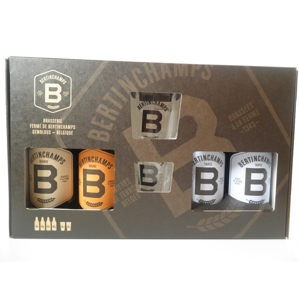 Coffret Bertinchamps (4 bières 50 cl + 2 verres)