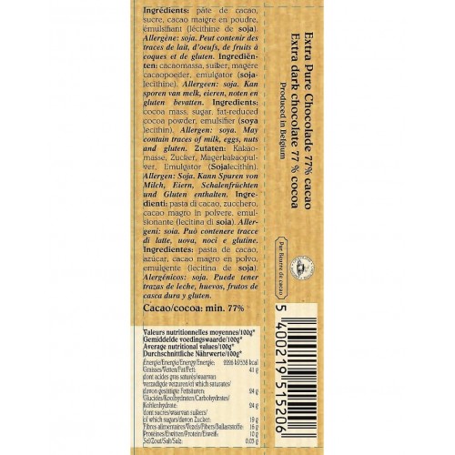  Extra pure chocolade 77 % cacao 45 g (Café-Tasse)