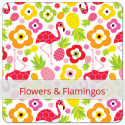 Herbruikbare zakje voor sandwich - flowers & flamingos(Flax & Stitch)