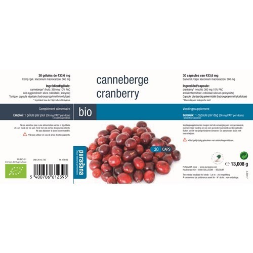 Cranberries BIO 30 gélules(Purasana) 