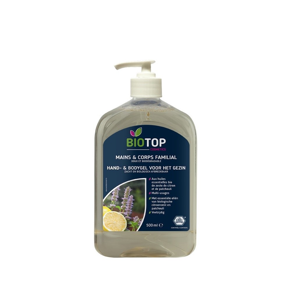 Gel lavant pour mains et corps citron et patchouli 500 ml (Biotop)