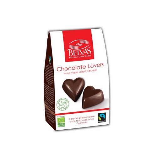 Melkchocolade hart &gezouten caramel bio & Fairtrade 100 gr(Belvas)