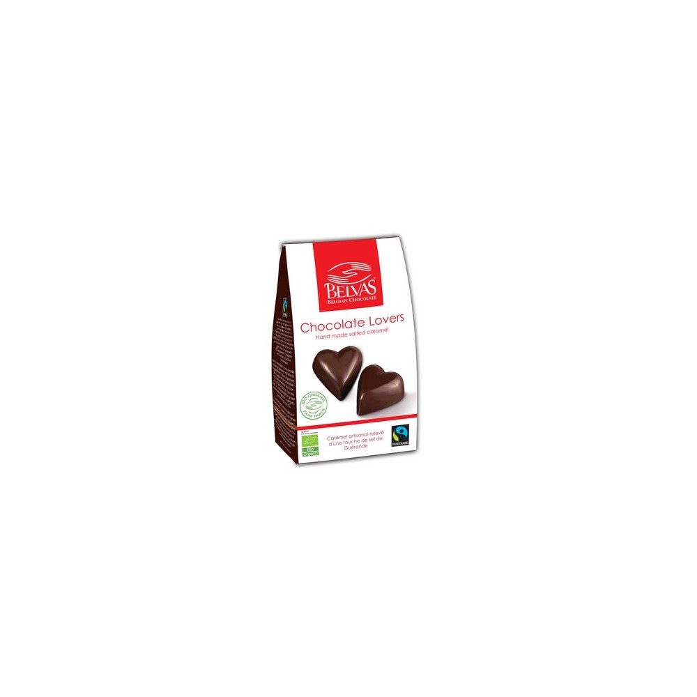 Melkchocolade hart &gezouten caramel bio & Fairtrade 100 gr(Belvas)
