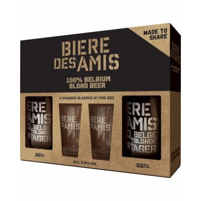 Koffer bière des amis 66 cl + 2 glazen