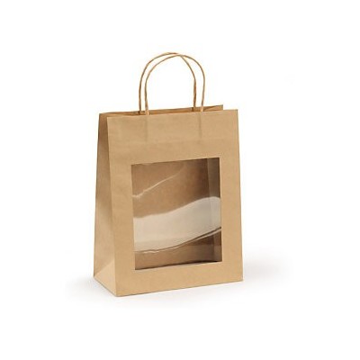 Sac cadeau kraft avec fenêtre - format moyen