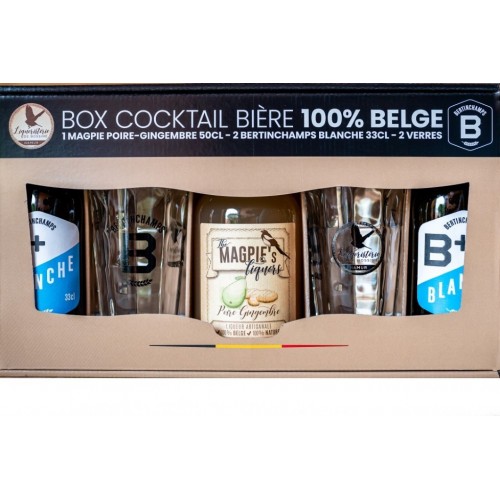 Box coktail bieren : MagPie liquor's & 2 Bertinchamps (2 witbieren 33 cl + 2 glazen)