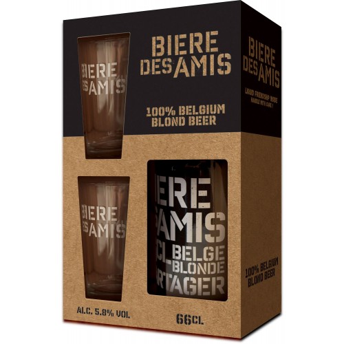 Koffer bière des amis 66 cl + 2 glazen