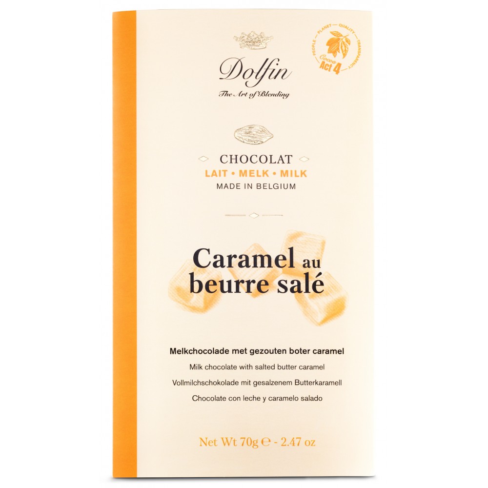 Melk chocolade met gezouten karamel 70 g (Dolfin)