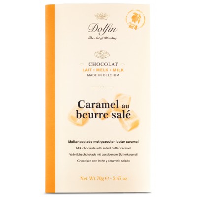 Melk chocolade met gezouten karamel 70 g (Dolfin)