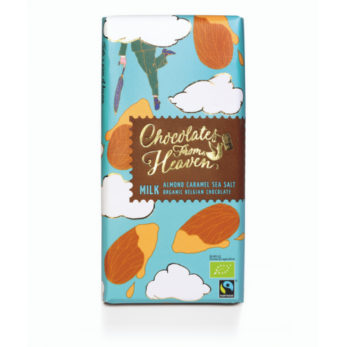 Chocolat au lait avec amandes caramélisées et sel bio 100 g (Chocolate from Heaven)