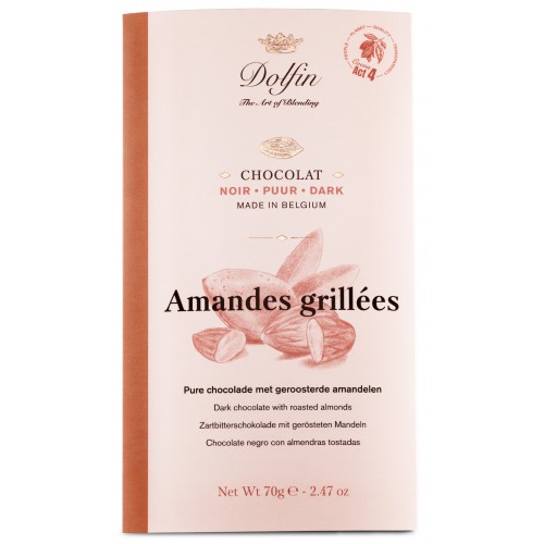 Chocolat noir amandes grillées 70 g (Dolfin)