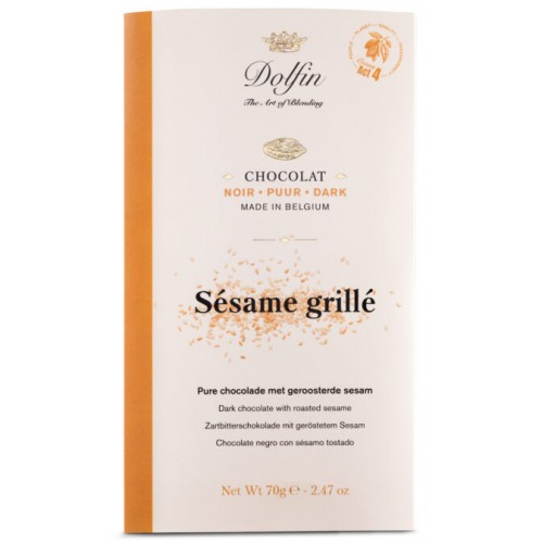 Pure chocolade met geroosterde sesam 70g (Dolfin)