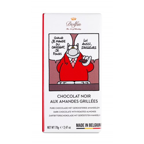Pure chocolade met geroosterde amandelen Le Chat 70 g  (Dolfin)