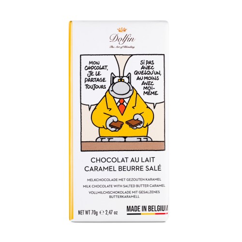 Melk chocolade met gezouten karamel - le chat 70 g (Dolfin)