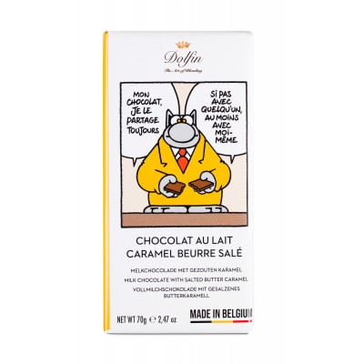 Melk chocolade met gezouten karamel - le chat 70 g (Dolfin)