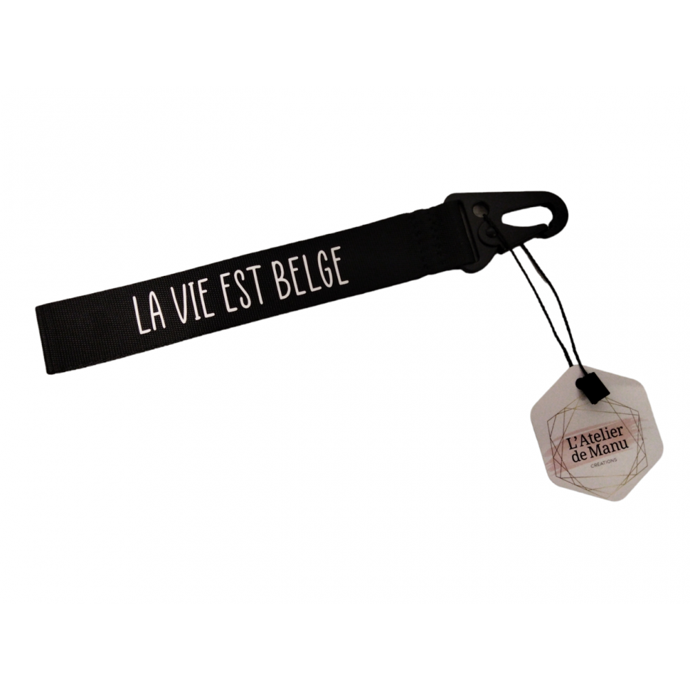 Porte-clef La vie est belge - noir (L'atelier de Manu)