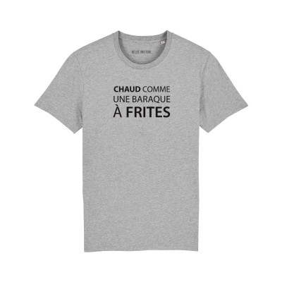 Tshirt kort mouw "Chaud comme une baraque à frites" Grijs L - men  (belge 1 fois)