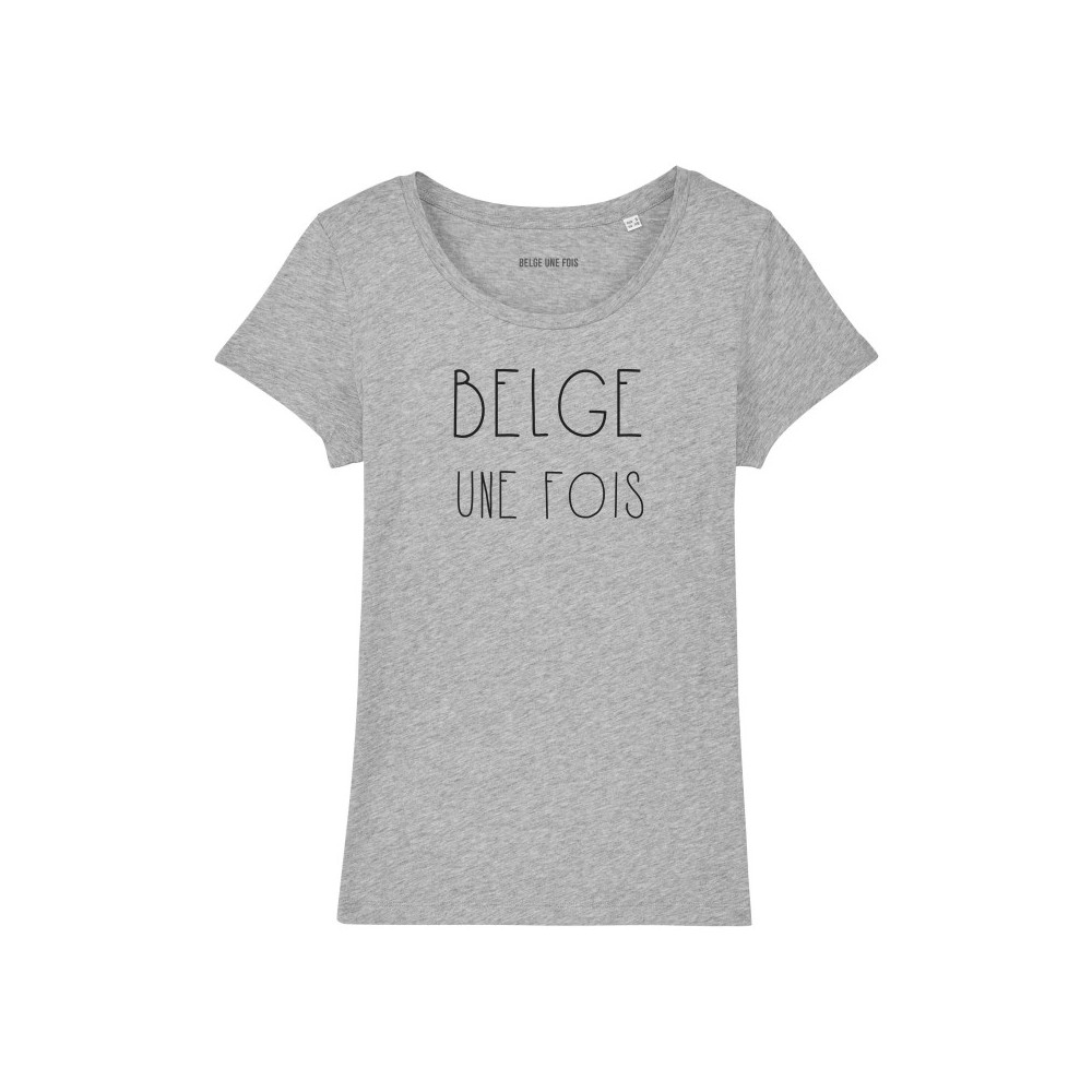 shirt courte manche " Belge une fois" Gris L- femme (belge 1 fois)