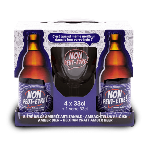 Coffret  Non peut-être 4 x 33 cl + 1 verre (de proef brouwerij)