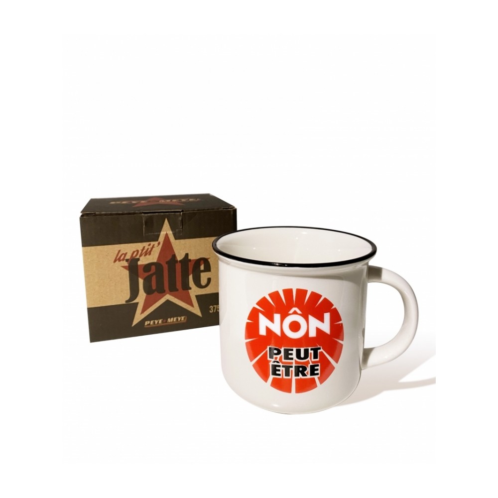 "Non peut-être" vintage keramische mug (peye en meye)