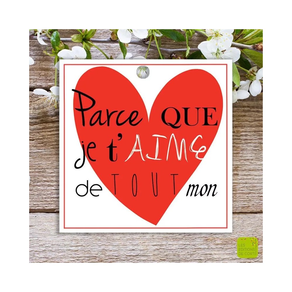 Carte message "Parce que je t'aime de tout mon coeur" (Choubidou)