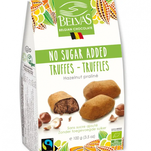 Truffels hazelnoot praliné bio/Fairtrade 100 g (Belvas)