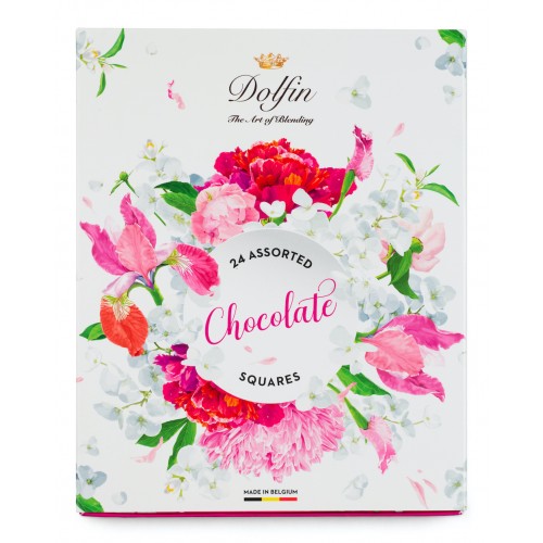 Assortiment van 24 chocolade vierkantjes "bloemen" (Dolfin)