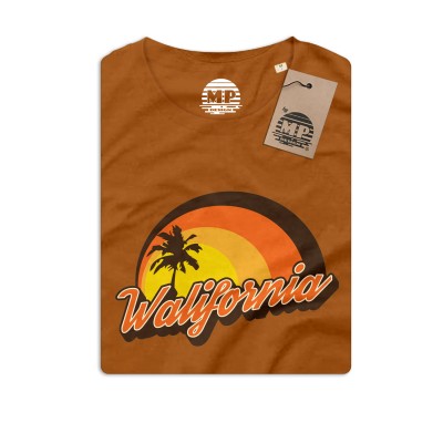 Tshirt courte manche "Walifornia" ocre-M femme (Peye et meye)