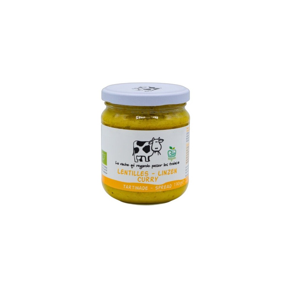 Tartinade lentilles curry bio 190 g (La vache qui regarde passer les trains)