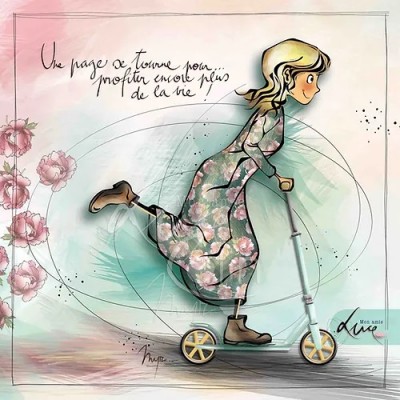 Kaart mon amie Luce "Une page se tourne...Profiter encore plus de la vie!"