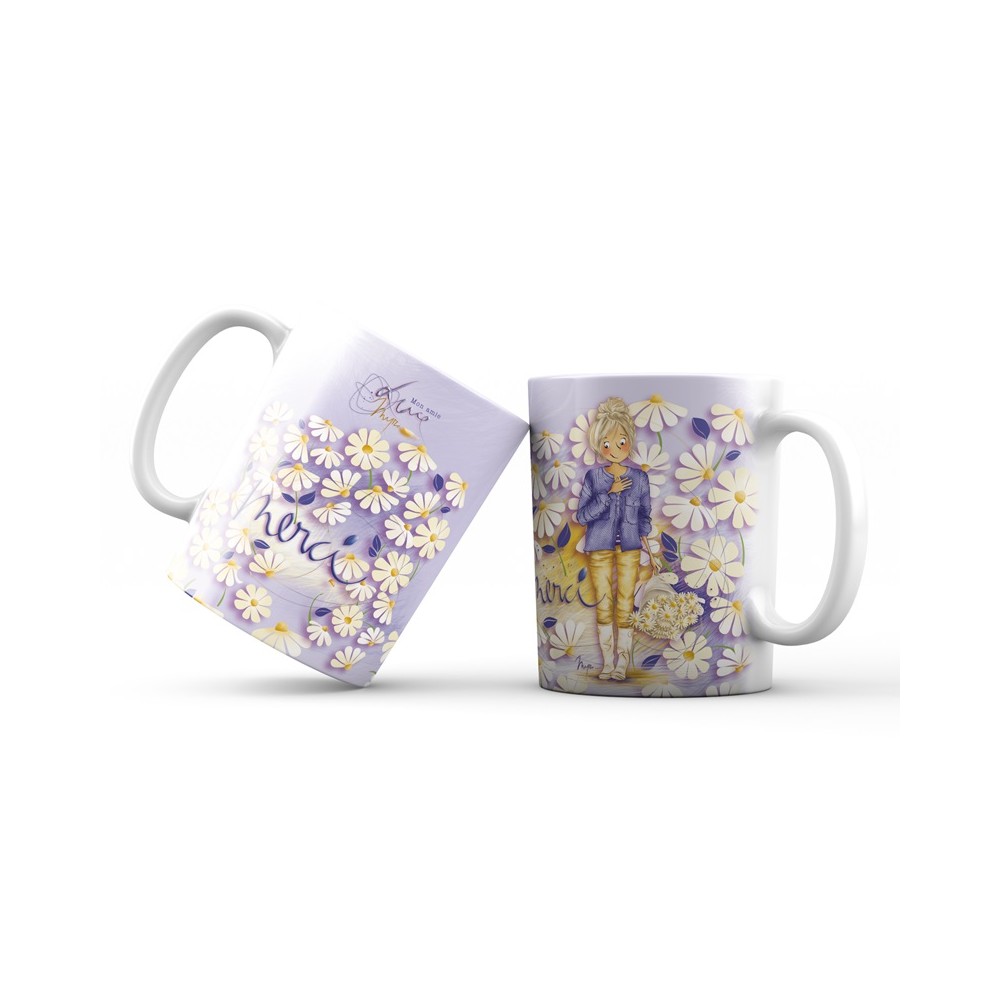 Mug "Merci" bloem (Mon amie Luce)