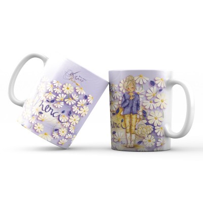 Mug "Merci" bloem (Mon amie Luce)