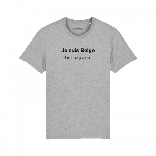 Tshirt kort mouw "Je suis belge don't be jealous" Grijs XL