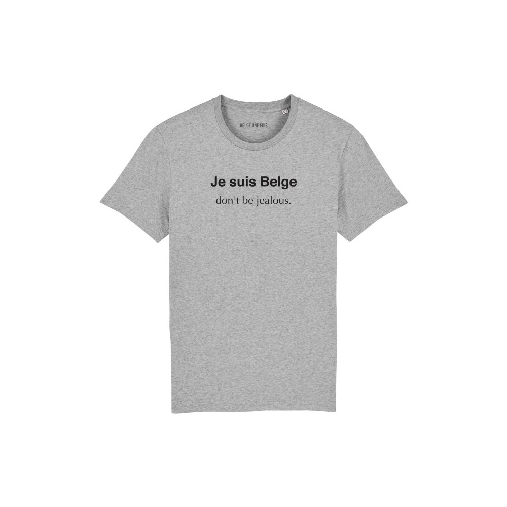 Tshirt kort mouw "Je suis belge don't be jealous" Grijs XL