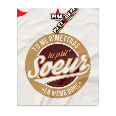 Tshirt kort mouw "Tu m'rettras la Ptit' Soeur" ecru-XL (Peye et meye)