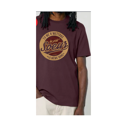 Tshirt courte manche "Tu me r'mettras la Ptit' Soeur" Aubergine XL  (Peye Meye)