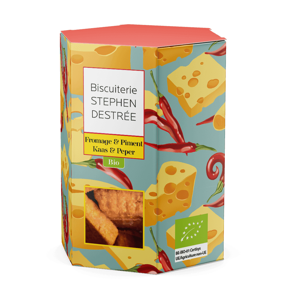 Fromage et piment - biscuit apéro bio 100 g (Biscuiterie Destrée)